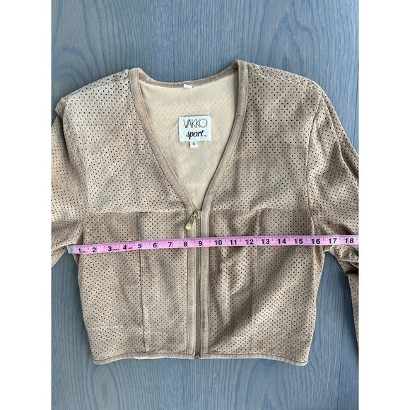 VAKKO Sport suede Leather Vintage Jacket Perforated Leather Size Small - Picture 6 of 8